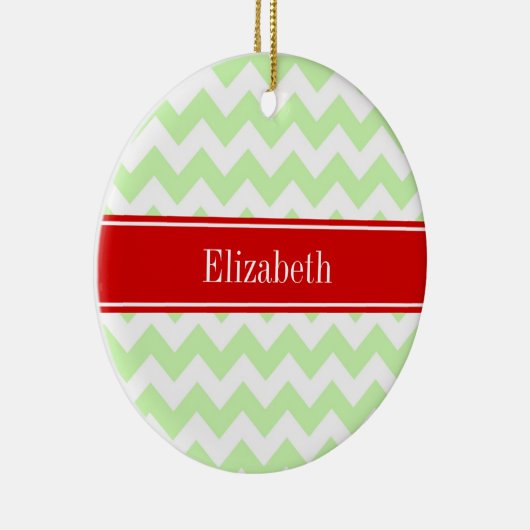 Celery White Zickzack ZigZag Red Name Monogram Keramikornament (Rechts)