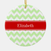 Celery White Zickzack ZigZag Red Name Monogram Keramikornament (Vorne)