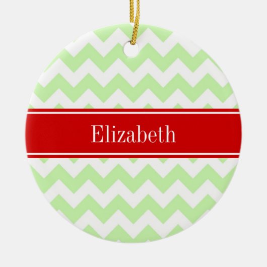 Celery White Zickzack ZigZag Red Name Monogram Keramikornament (Vorne)