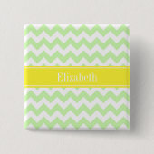 Celery White Zickzack ZigZag Yellow Name Monogram Button (Vorderseite)