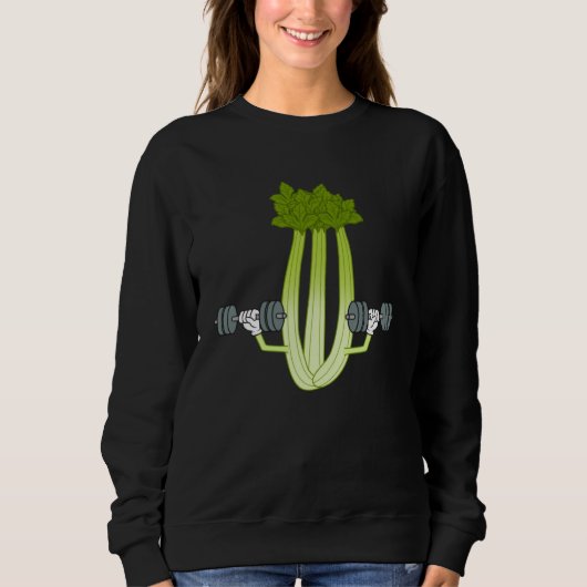 Celery Workout Ironic Gym Powerlifting Leek Sweatshirt (Vorderseite)