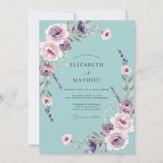 Celeste Amethyst Petal Hochzeit Einladung (Vorderseite)