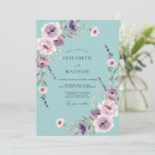 Celeste Amethyst Petal Hochzeit Einladung (Stehend Vorderseite)