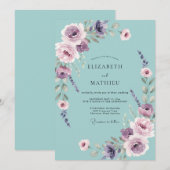 Celeste Amethyst Petal Hochzeit Einladung (Vorne/Hinten)