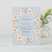 Celeste Blush Kranz Hochzeit Einladung (Stehend Vorderseite)