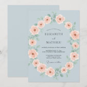 Celeste Blush Kranz Hochzeit Einladung (Vorne/Hinten)