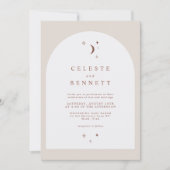 CELESTE Boho Moon & Stars Terracotta Arch Wedding Einladung (Vorderseite)