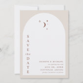 CELESTE Boho Moon & Stars Terracotta Save the Date Einladung (Vorderseite)