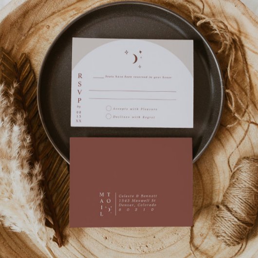 CELESTE Boho Moon & Stars Terracotta UAWG Einladung