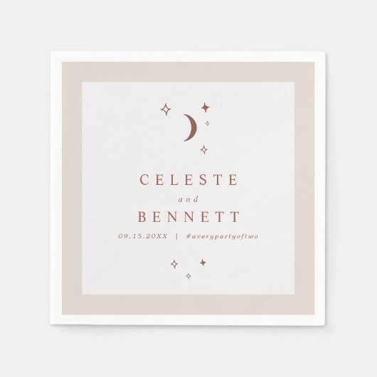 CELESTE Boho Moon & Stars Terracotta Wedding Serviette (Vorderseite)