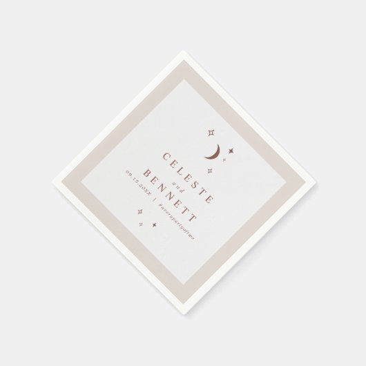 CELESTE Boho Moon & Stars Terracotta Wedding Serviette (Ecke)