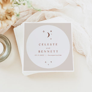 CELESTE Boho Moon & Stars Terracotta Wedding Serviette