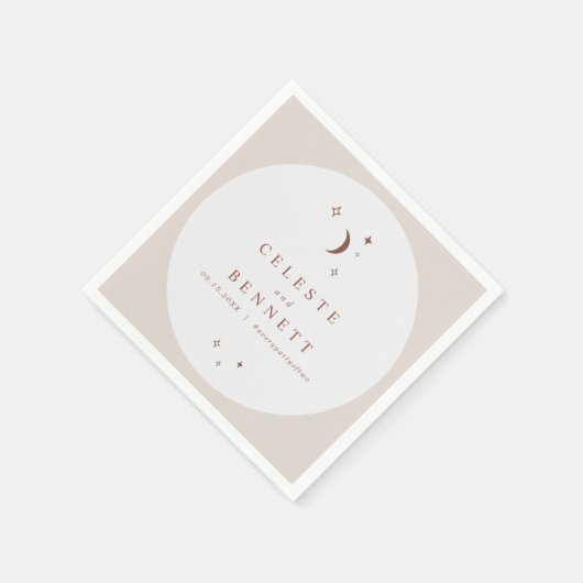 CELESTE Boho Moon & Stars Terracotta Wedding Serviette (Ecke)