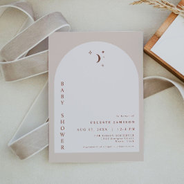 CELESTE Boho Terracotta Moon Arch Baby Dusche Einladung