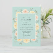Celeste Butter Peony Hochzeit Einladung (Stehend Vorderseite)