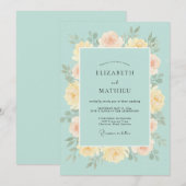 Celeste Butter Peony Hochzeit Einladung (Vorne/Hinten)