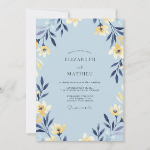 Celeste-Ocker-Blüten-Hochzeit Einladung