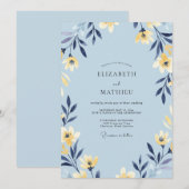 Celeste-Ocker-Blüten-Hochzeit Einladung (Vorne/Hinten)