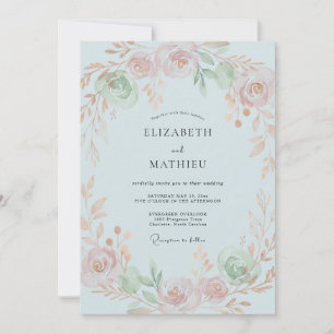 Celeste Pfirsich-Blüten-Hochzeit Einladung