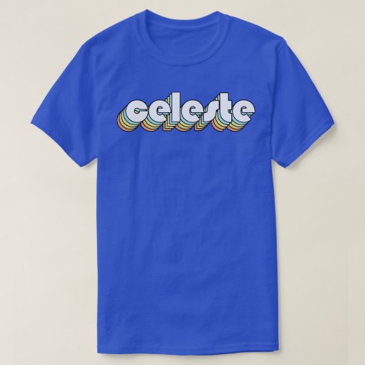 Celeste Retro Rainbow Typografie Faded Style T-Shirt (Design vorne)