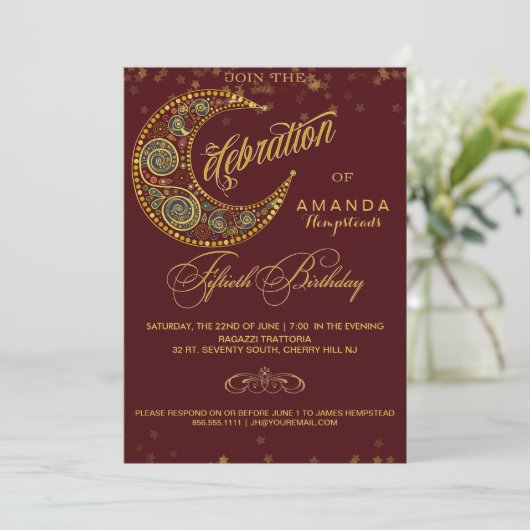 Celestial 50. Geburtstagsparty Einladung (Stehend Vorderseite)