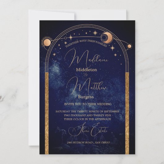 Celestial Abend Chic Elegante Hochzeit Einladung (Vorderseite)