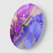Celestial Abstrakt Gold Lila Tinte Große Wanduhr (Winkel)