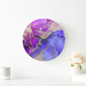 Celestial Abstrakt Gold Lila Tinte Große Wanduhr (Zuhause)
