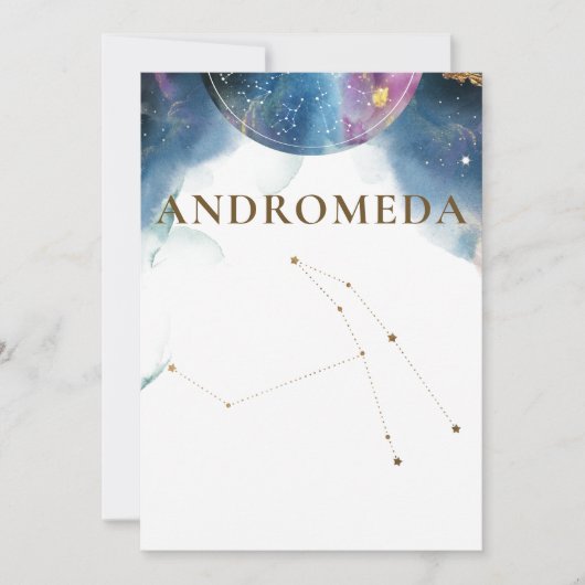 Celestial Andromeda Constellation Tischnummer (Vorderseite)