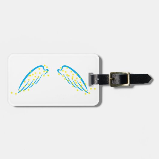 Celestial Angel Wings with Sparkling Stars Gepäckanhänger (Vorderseite horizontal)