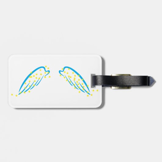 Celestial Angel Wings with Sparkling Stars Gepäckanhänger (Rückseite horizontal)