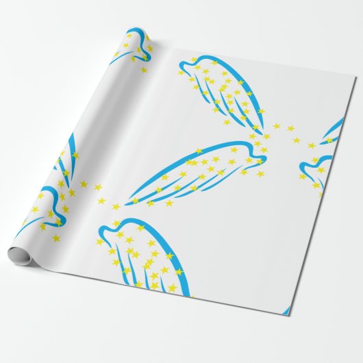 Celestial Angel Wings with Sparkling Stars Geschenkpapier (Ungerollt)