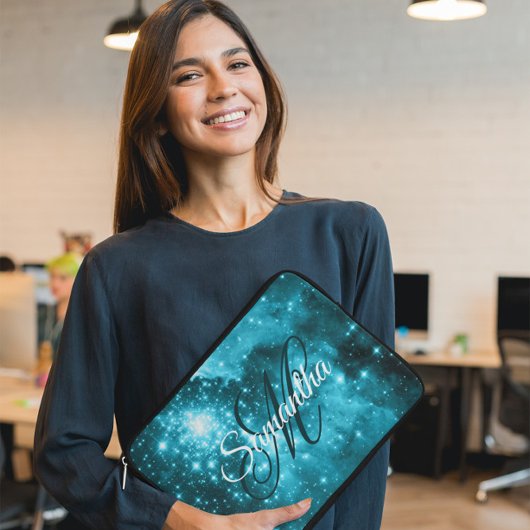 Celestial Aqua Aquamarin Starry Sparkle Extravagan Laptopschutzhülle