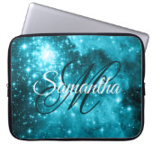 Celestial Aqua Aquamarin Starry Sparkle Extravagan Laptopschutzhülle (Vorderseite)