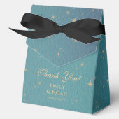 Celestial Aquamarin Gold Sun Moon Stars Hochzeit Geschenkschachtel (Vorderseite)