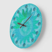 Celestial Aquamarin Sun Große Wanduhr (Winkel)