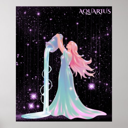 Celestial Aquarius – Astrology Art Poster (Vorne)