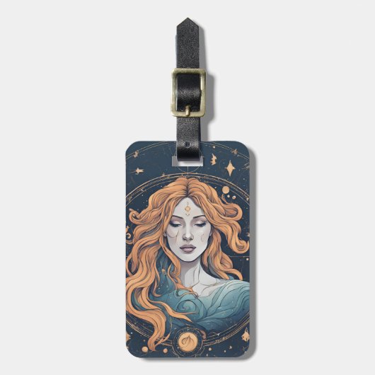 Celestial Aquarius Zodiac Sign Gepäckanhänger (Vorderseite vertikal)