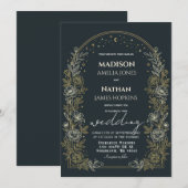 Celestial Arch Wedding Invitation Gold Frame Einladung (Vorne/Hinten)