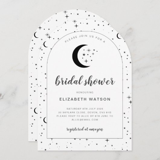 Celestial Arched Bridal Dusche Einladung (Vorne/Hinten)