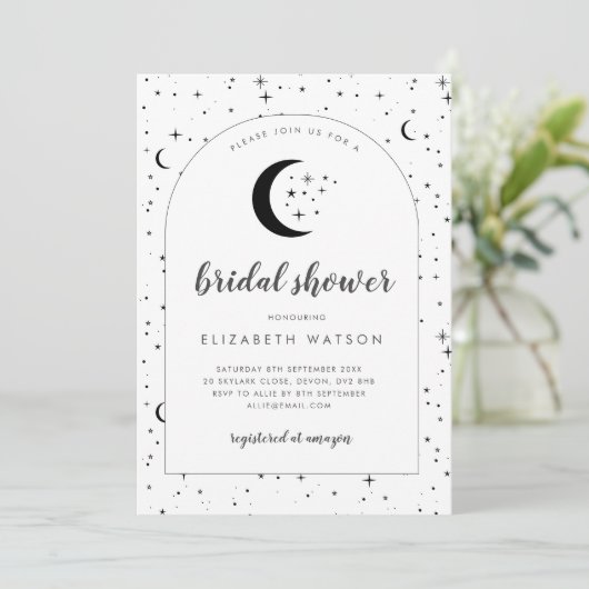 Celestial Arched Bridal Dusche Einladung (Stehend Vorderseite)