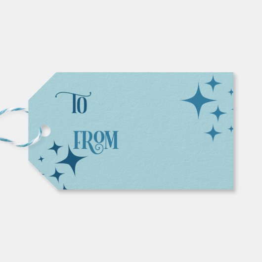 Celestial Art Deco Forest Holiday Geschenkanhänger (Rückseite Horizontal)