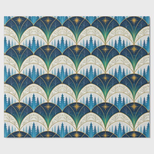 Celestial Art Deco Forest Holiday Geschenkpapier (Flach)