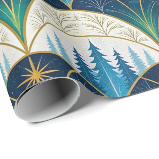Celestial Art Deco Forest Holiday Geschenkpapier (Rolleneckpunkt)