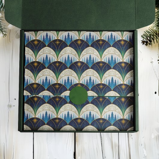Celestial Art Deco Forest Holiday Seidenpapier