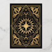 Celestial Art Nouveau Tarot Gotische Hochzeit Folieneinladung (Rückseite)