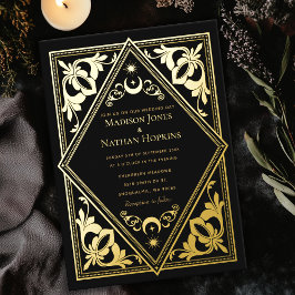 Celestial Art Nouveau Tarot Gotische Hochzeit Folieneinladung