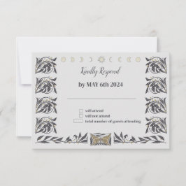Celestial Art Nouveau Wedding RSVP Karte