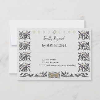 Celestial Art Nouveau Wedding RSVP Karte