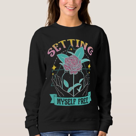 Celestial Art Setting Myself Free Open Hands Line Sweatshirt (Vorderseite)